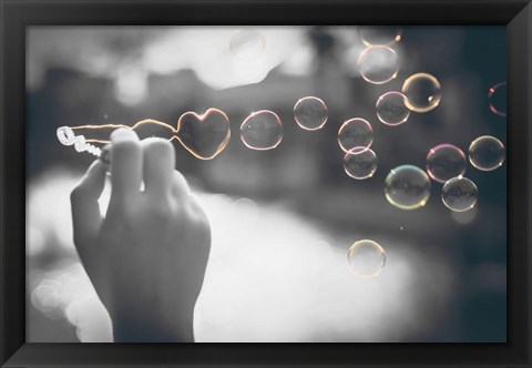 Framed Pop of Color Rainbow Love Bubbles Print