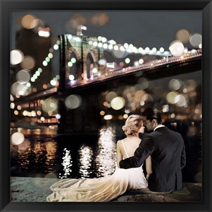 Framed Kissing in a NY Night (detail) Print