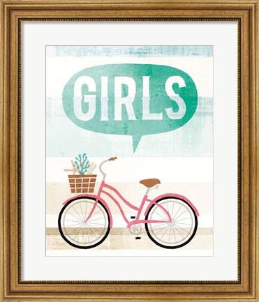 Framed Beach Cruiser Girls II Print
