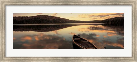 Framed Water And Boat, Maine, New Hampshire Border Print