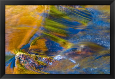 Framed Fall Reflections in Stream, White Mountain National Forest, New Hampshire Print