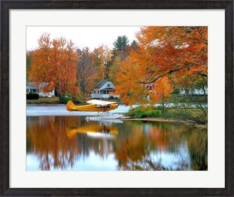 Framed Float plane reflects on Highland Lake, New England, New Hampshire Print