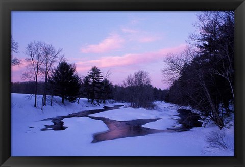 Framed Winter from Bridge on Lee-Hook Road, Wild and Scenic River, New Hampshire Print