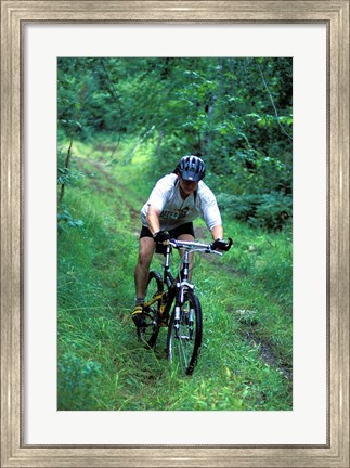 Framed Mountain Biking on Providence Pond Loop Trail, White Mountain National Forest, New Hampshire Print
