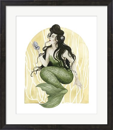 Framed Deco Mermaid I Print