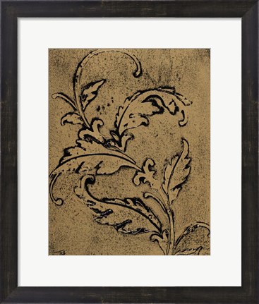 Framed Leaf Scroll II Print