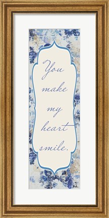 Framed Blue Quadrefoil With Words I Print