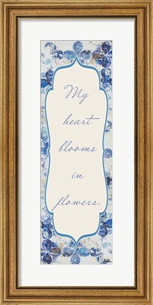 Framed Blue Quadrefoil With Words II Print