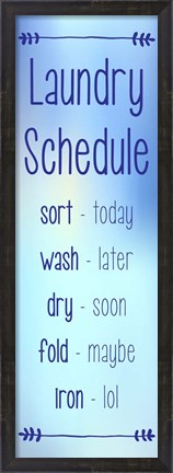 Framed Laundry Schedule - Sky Blue Print