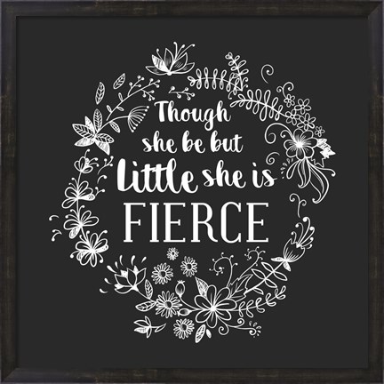 Framed Though She Be But Little - Wreath Doodle Gray Print