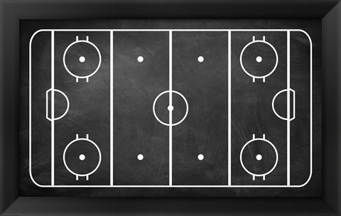 Framed Ice Hockey Rink Chalkboard Print