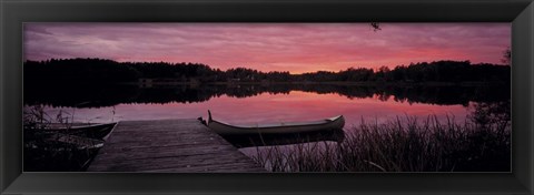 Framed Canoes Lake Yxtaholm Sweden Print