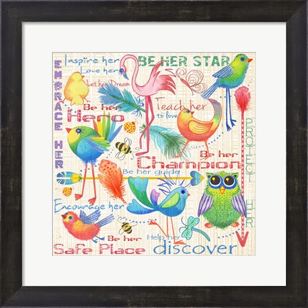 Framed Lil Bird Sampler Print