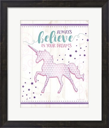 Framed Believe Unicorn Print