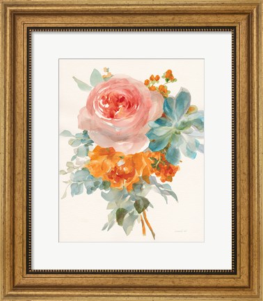 Framed Garden Bouquet II Orange Red Print