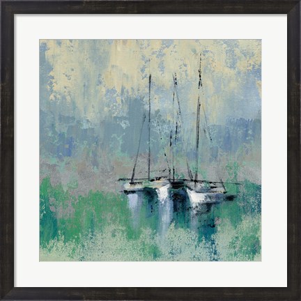 Framed Boats in the Harbor II Print