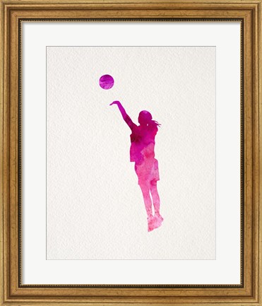 Framed Basketball Girl Watercolor Silhouette Part IV Print
