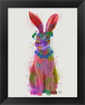Framed Rainbow Splash Rabbit 2, Full Print
