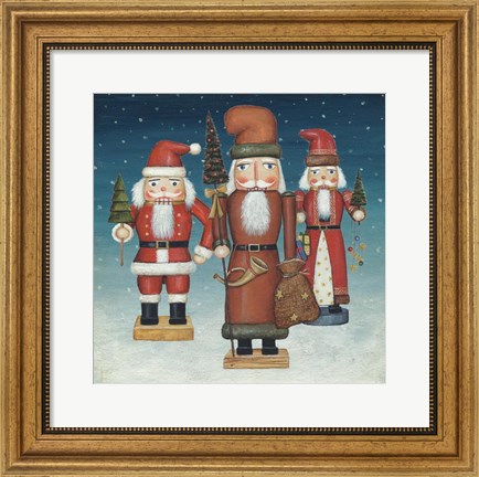 Framed Santa Nutcrackers Snow Print
