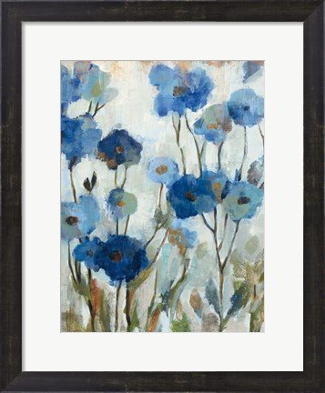 Framed Abstracted Floral in Blue III Print