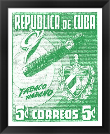 Framed Cuba Stamp XI Bright Print