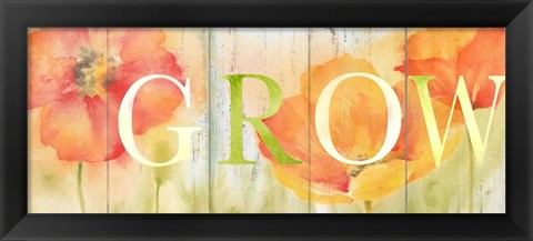Framed Watercolor Poppy Meadow Grow Sign Print