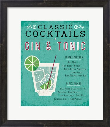 Framed Classic Cocktail Gin and Tonic Print