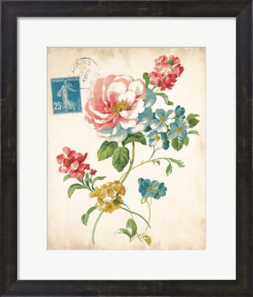 Framed Elegant Floral I Vintage v2 Print