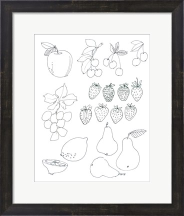 Framed Line Art Fruits Print