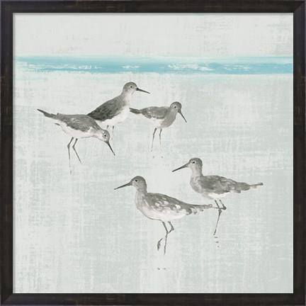 Framed Sandpipers Square I Gray Print