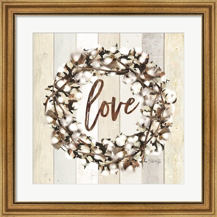 Framed Love Cotton Wreath Print