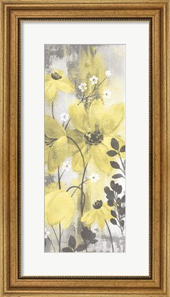 Framed Floral Symphony Yellow Gray Crop II Print