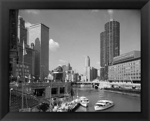 Framed 1960s Chicago River From Michigan Avenue Print