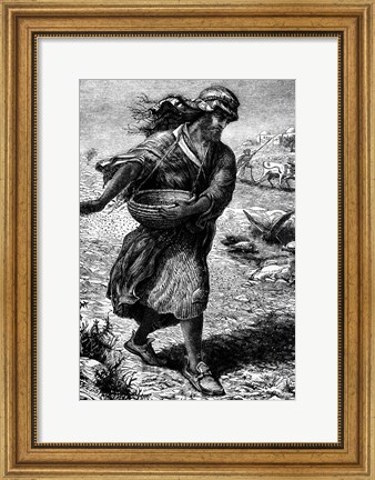 Framed Drawing Of Ancient Middle Eastern Farmer Print