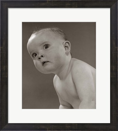 Framed 1950s Portrait Baby Leaning To Side Print