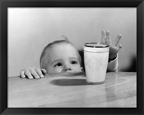 Framed 1950s Toddler Reaching Up Print