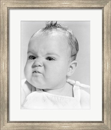 Framed 1950s 1960s Baby Face Expression Angry Sad Retr0 Print