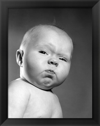 Framed 1950s Head Shot Of Baby Print