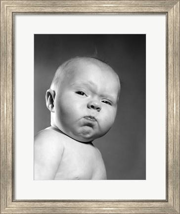 Framed 1950s Head Shot Of Baby Print