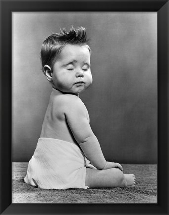 Framed 1940s 1950s Baby Seated With Back To Camera Print