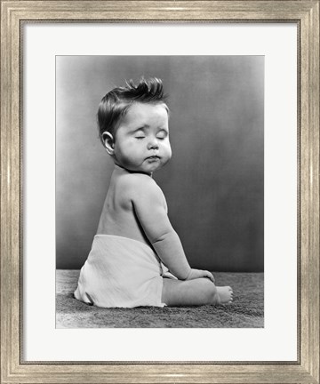 Framed 1940s 1950s Baby Seated With Back To Camera Print