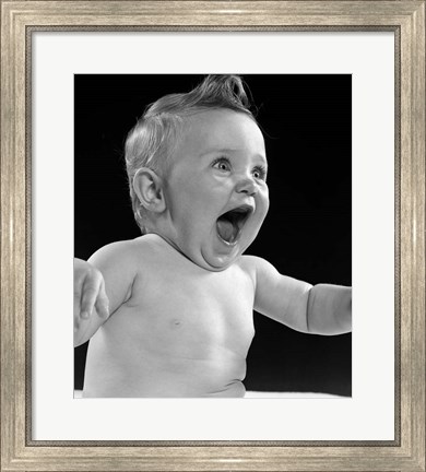 Framed 1950s Happy Baby  Laughing With Mouth Open Print