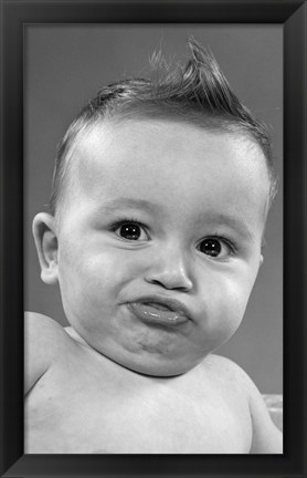 Framed 1950s Baby Making A Funny Face And Bronx Cheer Noise Print