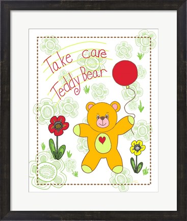 Framed Take Care Teddy Bear Print