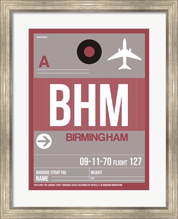 Framed BHM Birmingham Luggage Tag II Print