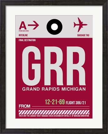 Framed GRR Grand Rapids Luggage Tag II Print