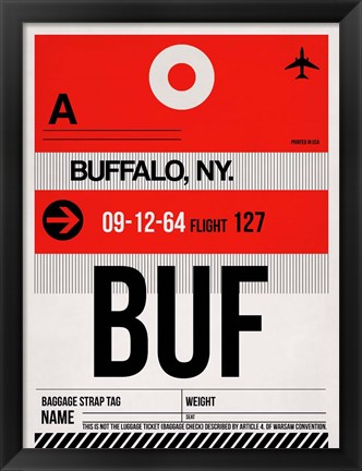Framed BUF Buffalo Luggage Tag I Print