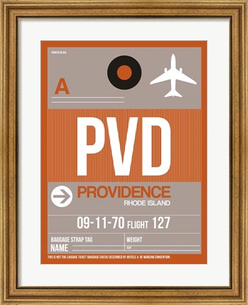 Framed PVD Providence Luggage Tag II Print