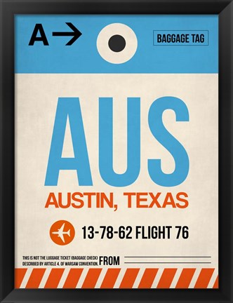 Framed AUS Austin Luggage Tag I Print