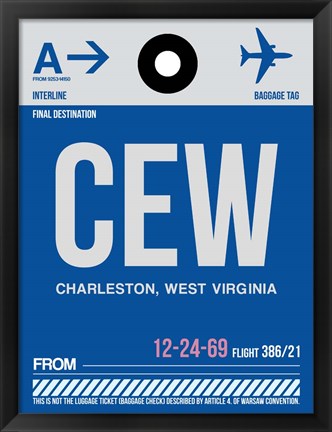 Framed CEW Charleston Luggage Tag I Print